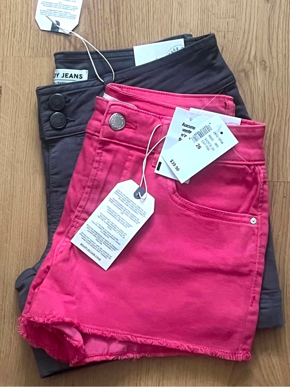 Bright Pink Cropped Denim Shorts - Set